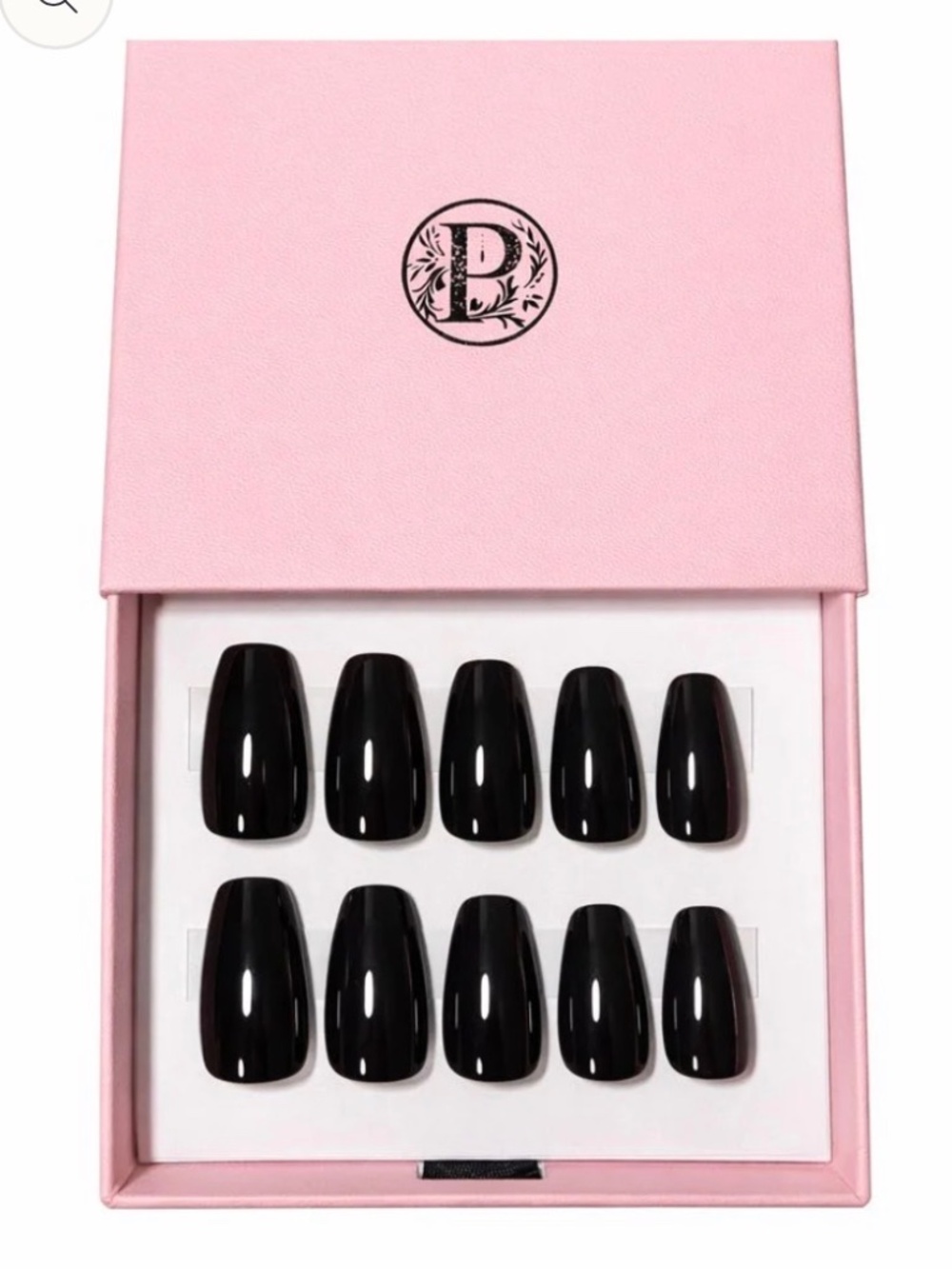 Premium gel nails medium coffin - jet black